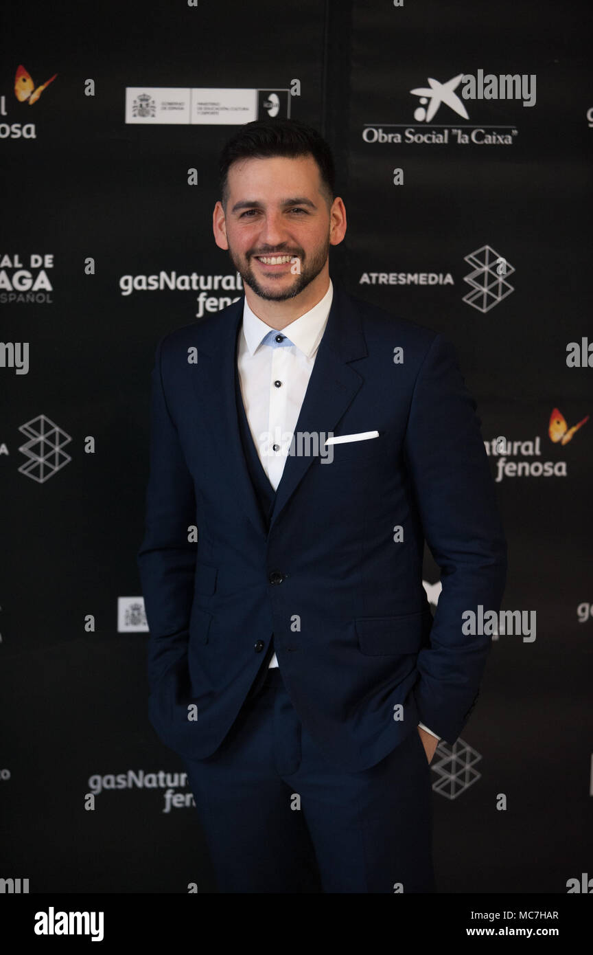 Malaga, Spanien. 13 Apr, 2018. Spanische Schauspieler und Sänger Fran Perea stellt auf der Photocall innerhalb des Cervantes Theater bei der Eröffnung der 21. Internationalen Filmfestspiele, Malaga in Malaga. Credit: Jesus Merida/SOPA Images/ZUMA Draht/Alamy leben Nachrichten Stockfoto