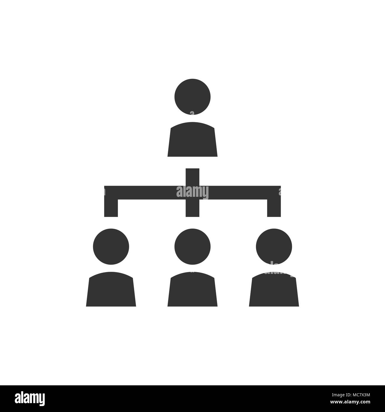 Corporate Organigramm mit Geschäftsleuten vektor Icon im flachen Stil. Menschen Zusammenarbeit Abbildung auf weißem Hintergrund isoliert. Teamwork bu Stock Vektor
