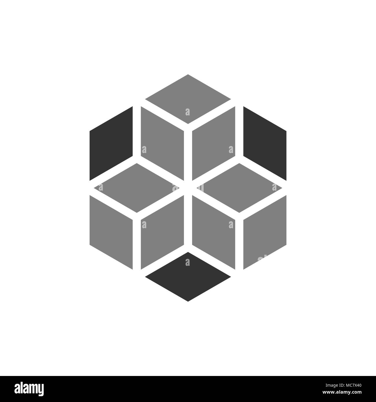 Blockchain Technologie vektor Icon im flachen Stil. Kryptographie cube block Abbildung. Blockchain Algorithmus Konzept. Stock Vektor