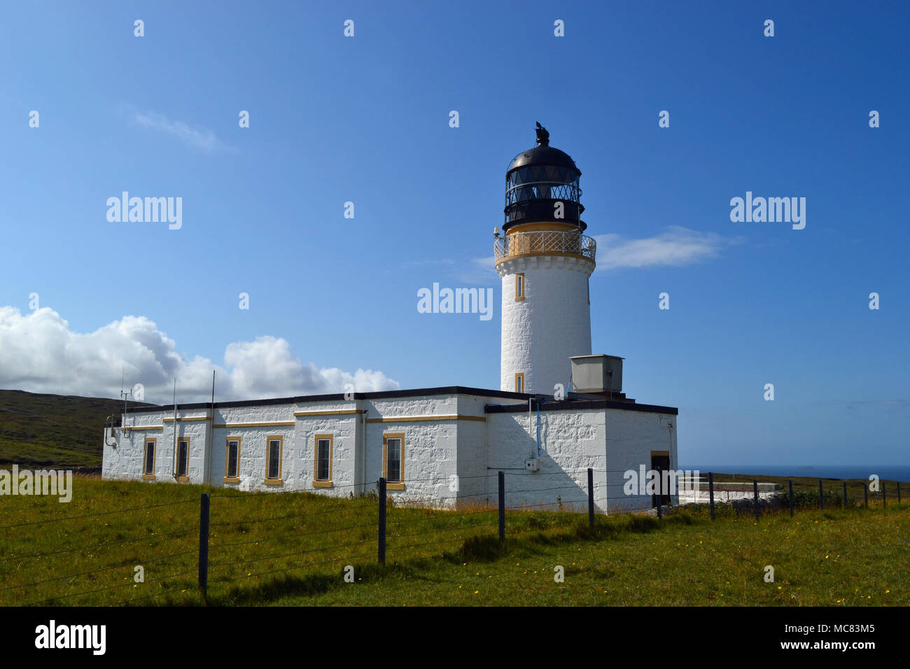 Leuchtturm am Cape Wrath, Highlands, Schottland Stockfoto