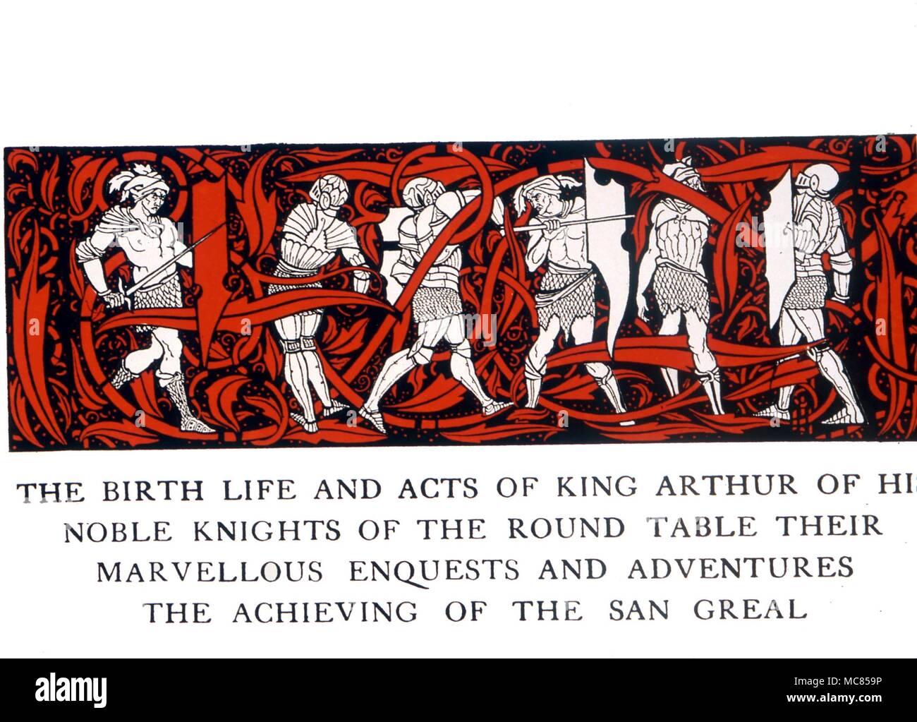 Rubrik vignette für "die Geburt, das Leben und die Taten des König Artus'. Stockfoto