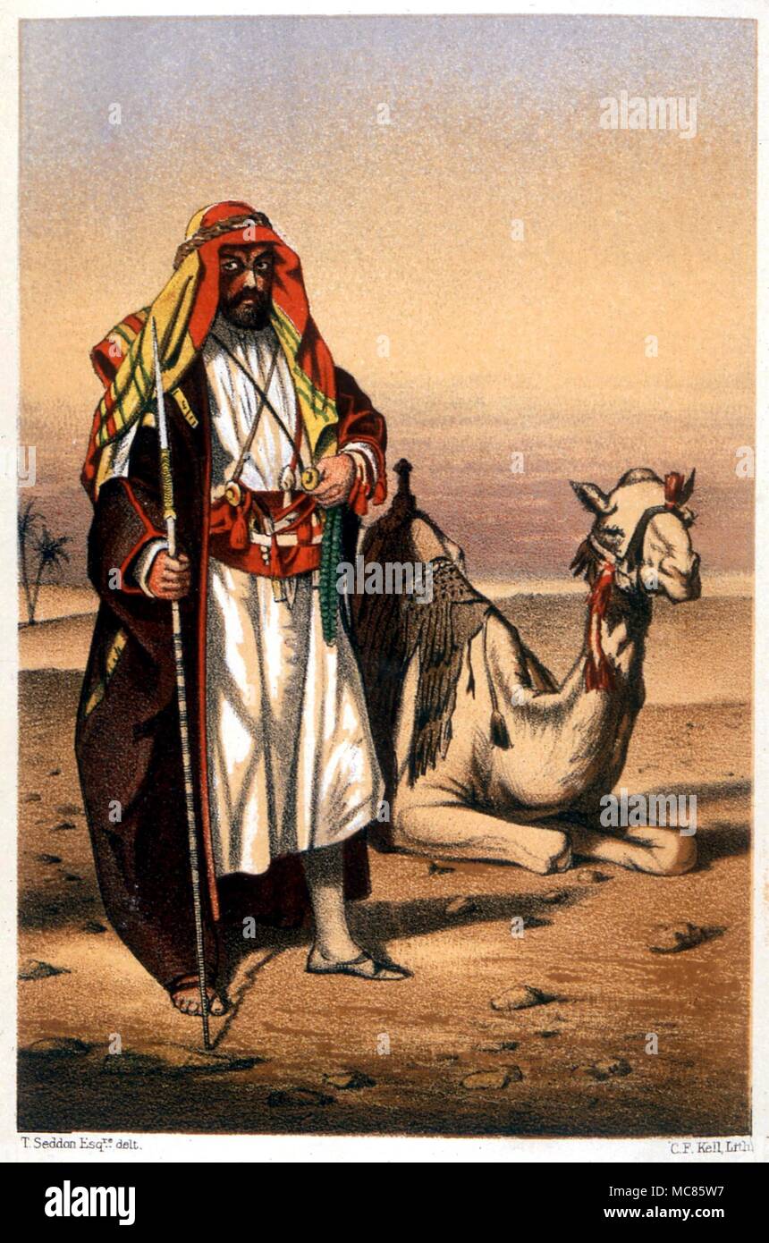 ISLAM arabischer Scheich Lithographie von Kell nach einer Zeichnung von Seddon, von 'persönliche Erzählung von einer Wallfahrt nach Al-Madinah & Meccah", von Richard Burton, 1893 Stockfoto
