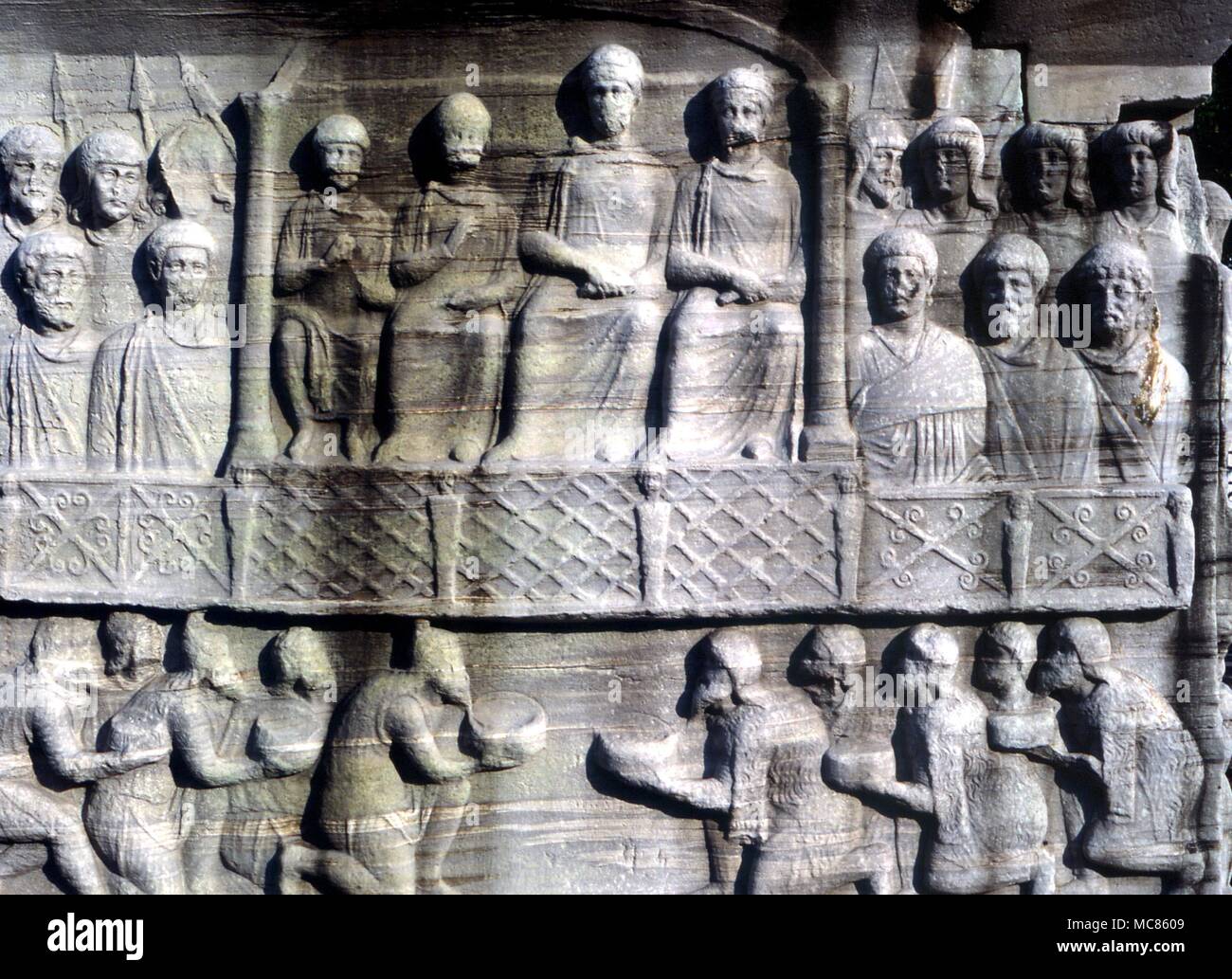 CHRISTIAN frühe christliche Symbolik auf der Konstantin obilisk in der antiken Hippodrom, Istanbul Stockfoto
