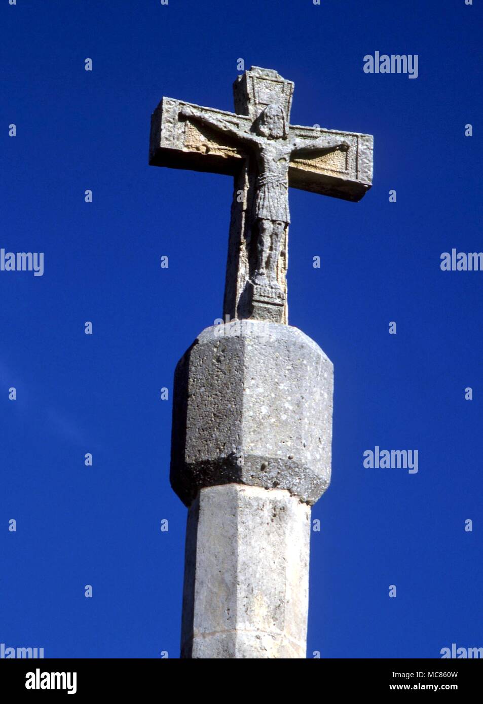 CHRISTIAN Christus am Kreuz. Eine Strecke Spanisch Kreuz in Menorca, in der Nähe von Sant Lluis Stockfoto