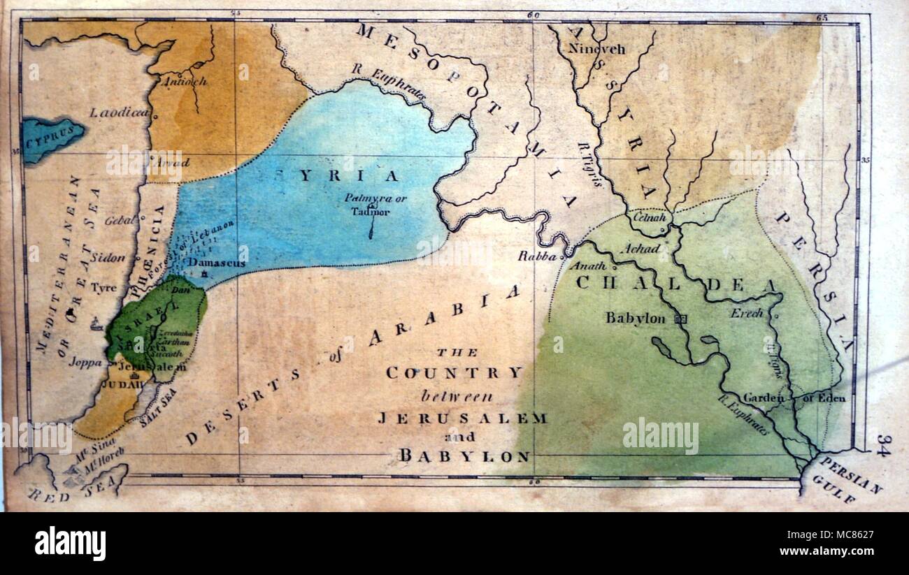 CHRISTIAN - Garten Eden Karte des Nahen Ostens, die vermeintliche Lage des Garten Eden im Süden des Irak. Von Emily Beaufort, ägyptischen Gräbern und syrischen Schreine, 1861 Stockfoto