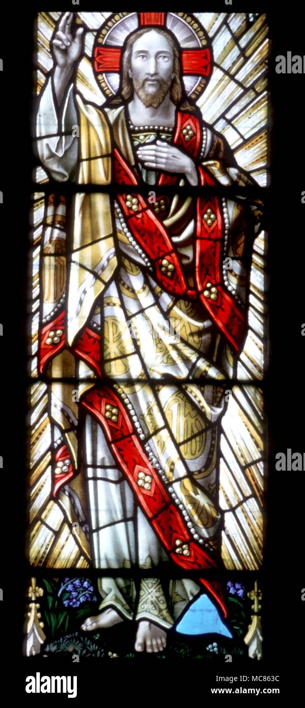 CHRISTIAN Christus auferstanden, mit Körper aus Licht. Glasfenster im Alkborough Pfarrkirche Stockfoto