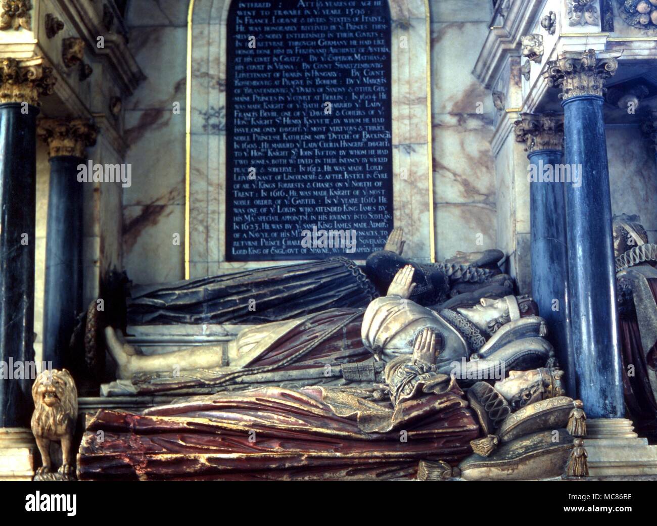 Die 'Hexerei' Grab des 6. Earl of Rutland, im Chor von St. Maria, der Jungfrau, bottesford Hexerei site Stockfoto