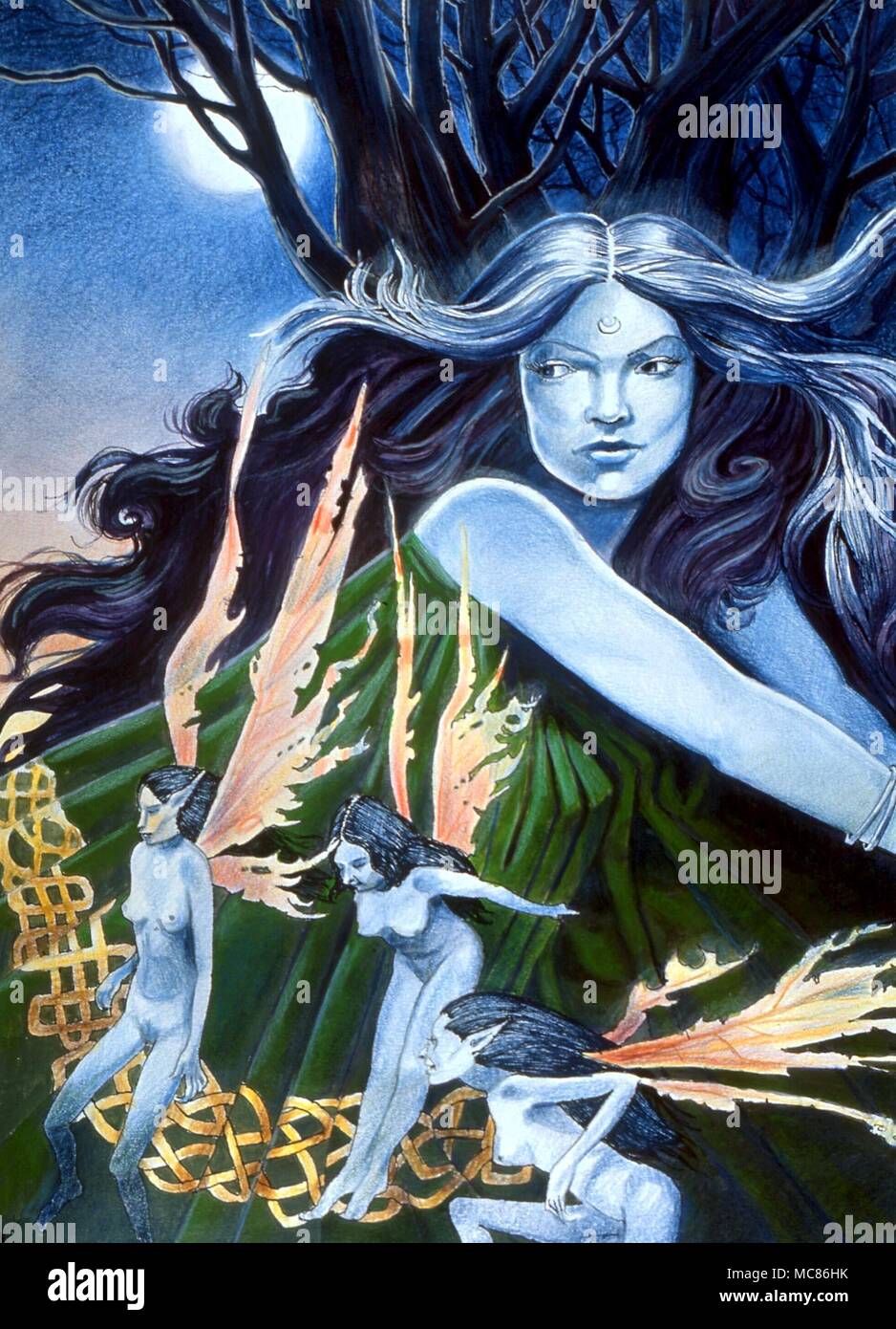 Keltische Mythologie. Vampire Ceanan-Sidha keltische Göttin mit Feen