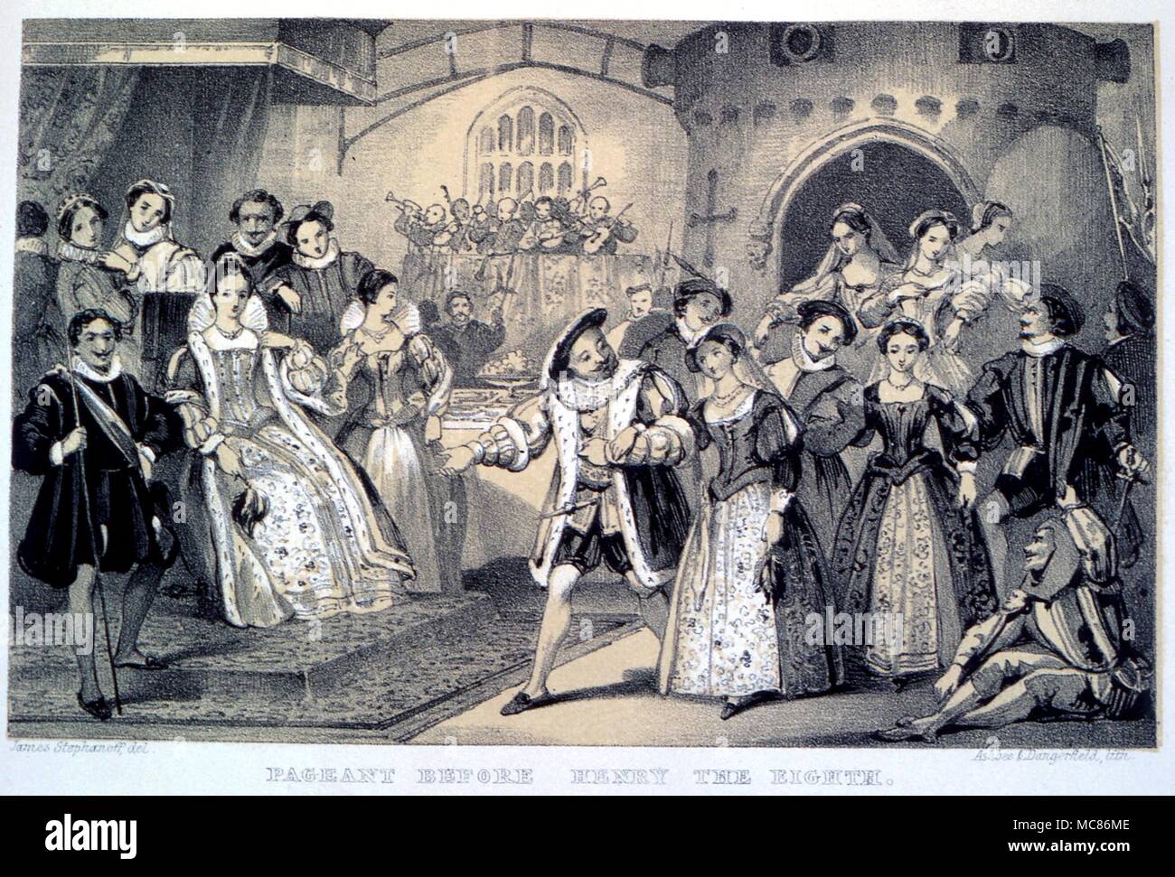 Weihnachten pageant durchgeführt werden, bevor das Henry VIII. Chromo Holzschnitt aus der William Sandys' Weihnachten seine Geschichte, Feste und Weihnachtslieder." 1870 Stockfoto
