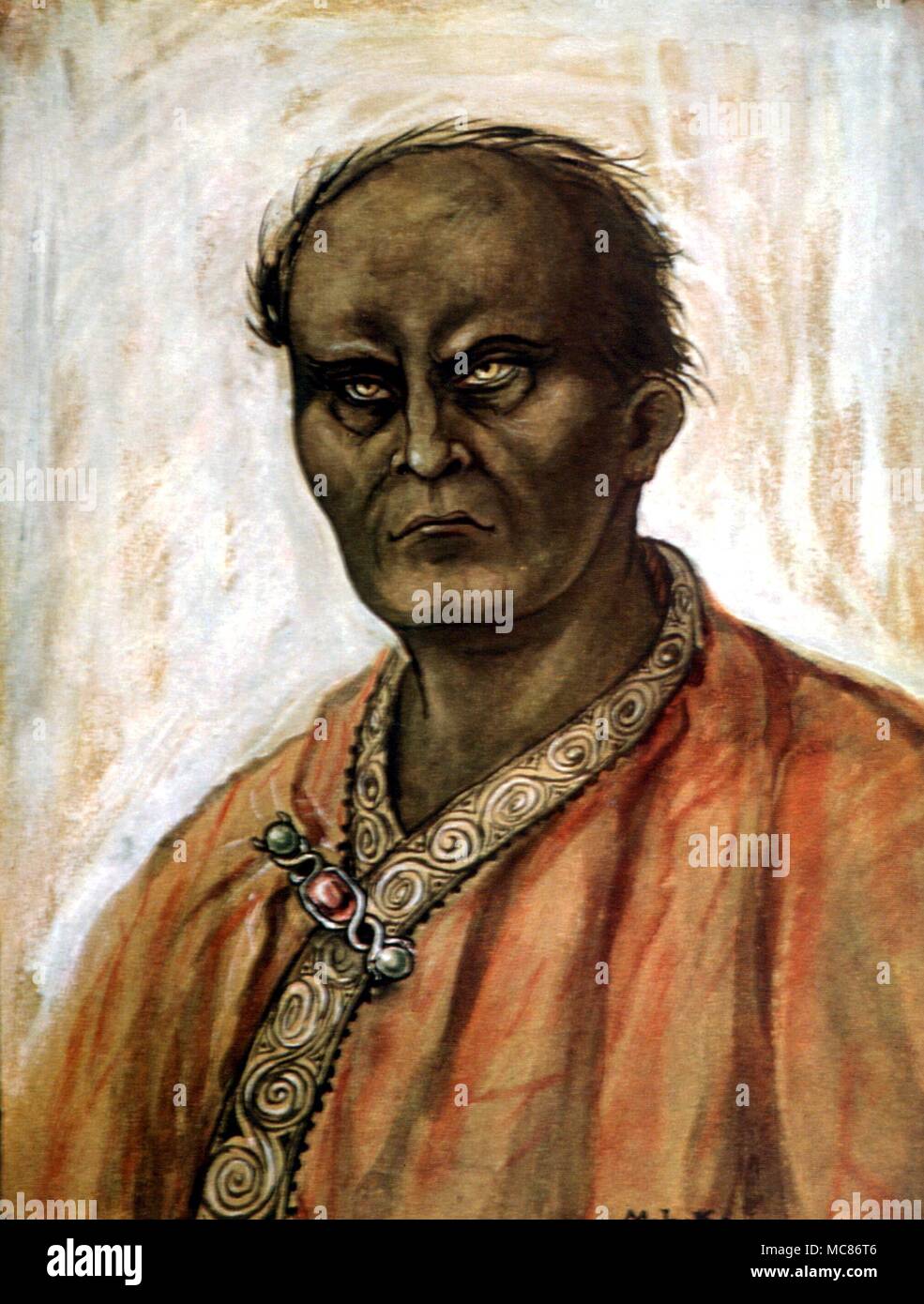 Reinkarnation Ya - Uli, die atlantischen Hohepriester. Eine Reinkarnation in Besant und Leadbeater's Leben von Alcyone, 1924 beschrieben. Stockfoto
