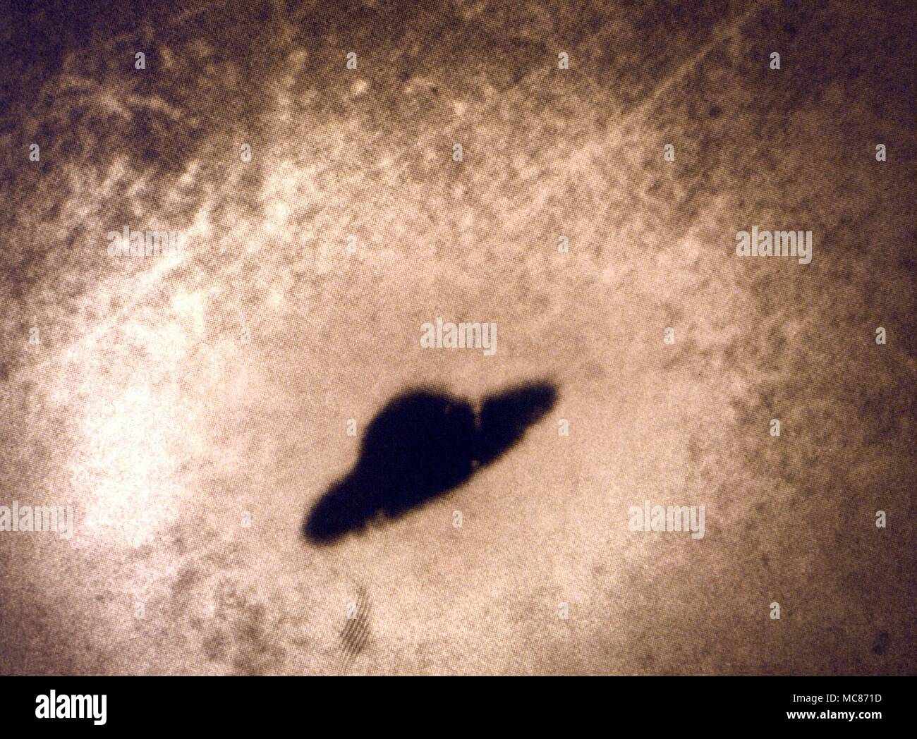 Eine von zwei Fotos von einem UFO von Yamandu Lopez, am Playa Sangrillea, Uruguay am 23. September 1968. Ein copyright der Bedieneinheit Verwendung von thsis Bild ist, dass der Benutzer die Quelle: UFO-FOTOS UM DIE WELT, Vol. 2 von C Wendelle Stevens und August C Roberts. Stockfoto