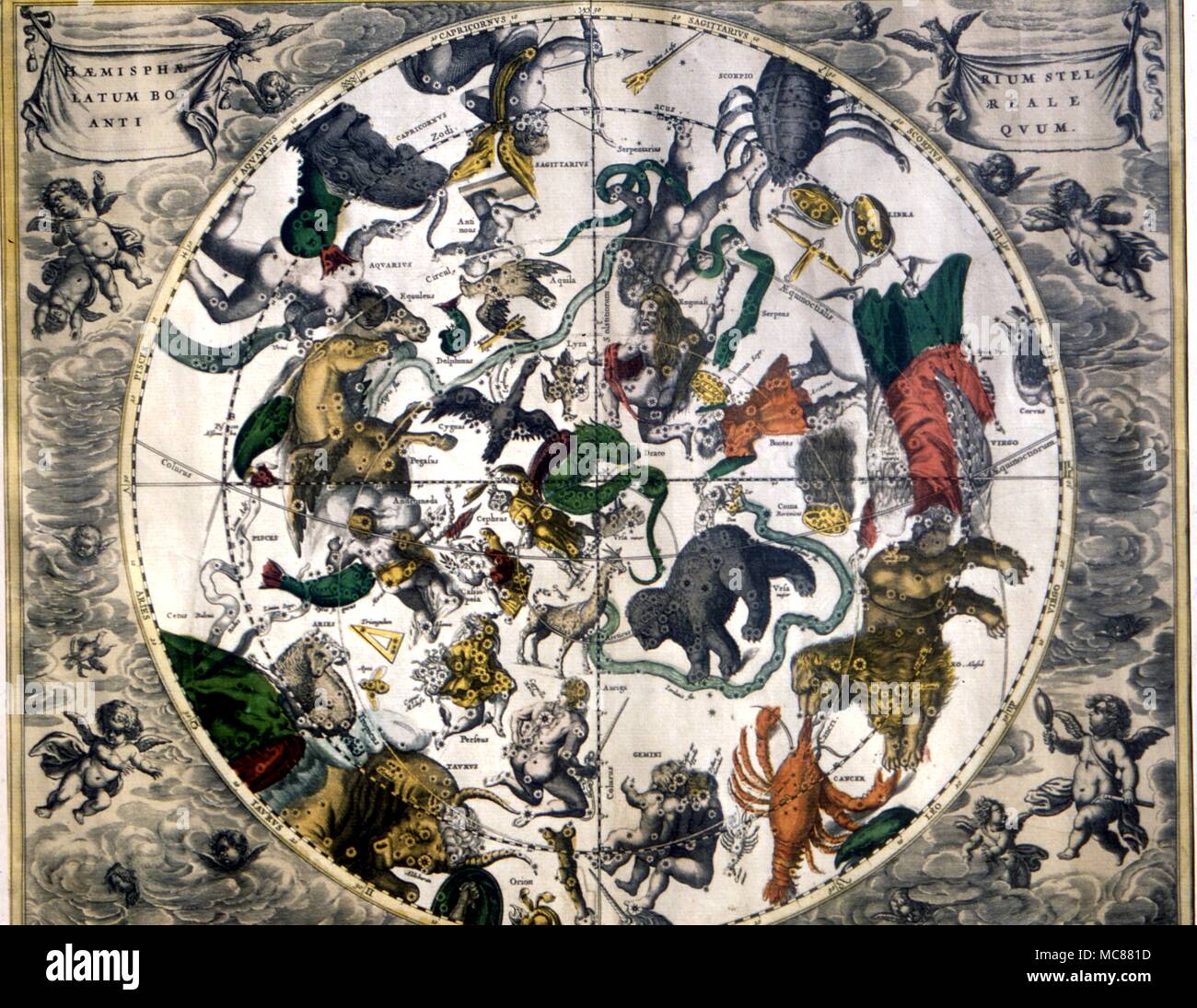 Sternbild Karte gedruckt für Gerald Valk und Peter Schenk 18. Stockfoto
