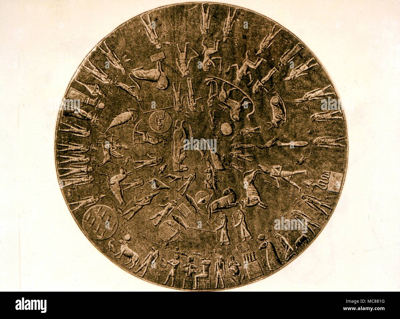 Sternbild Karte Denderah ein neunzehnten Jahrhunderts Gravur des Daches Sternzeichen oder Konstellation Karte im Tempel der Hathor Denderah Ägypten Stockfoto
