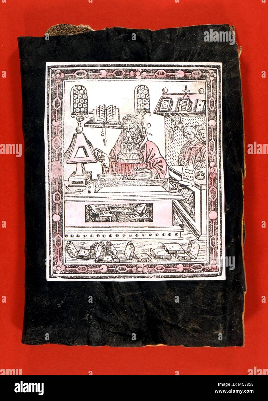 GRIMOIRE Bild aus Salomonischen grimoire Tradition eingefügt, an der Vorderseite der Moderne (1940s) grimoire. Das Bild ist aus der 1502 Ausgabe der pseud-Albertus "Liber Secretorum" Stockfoto