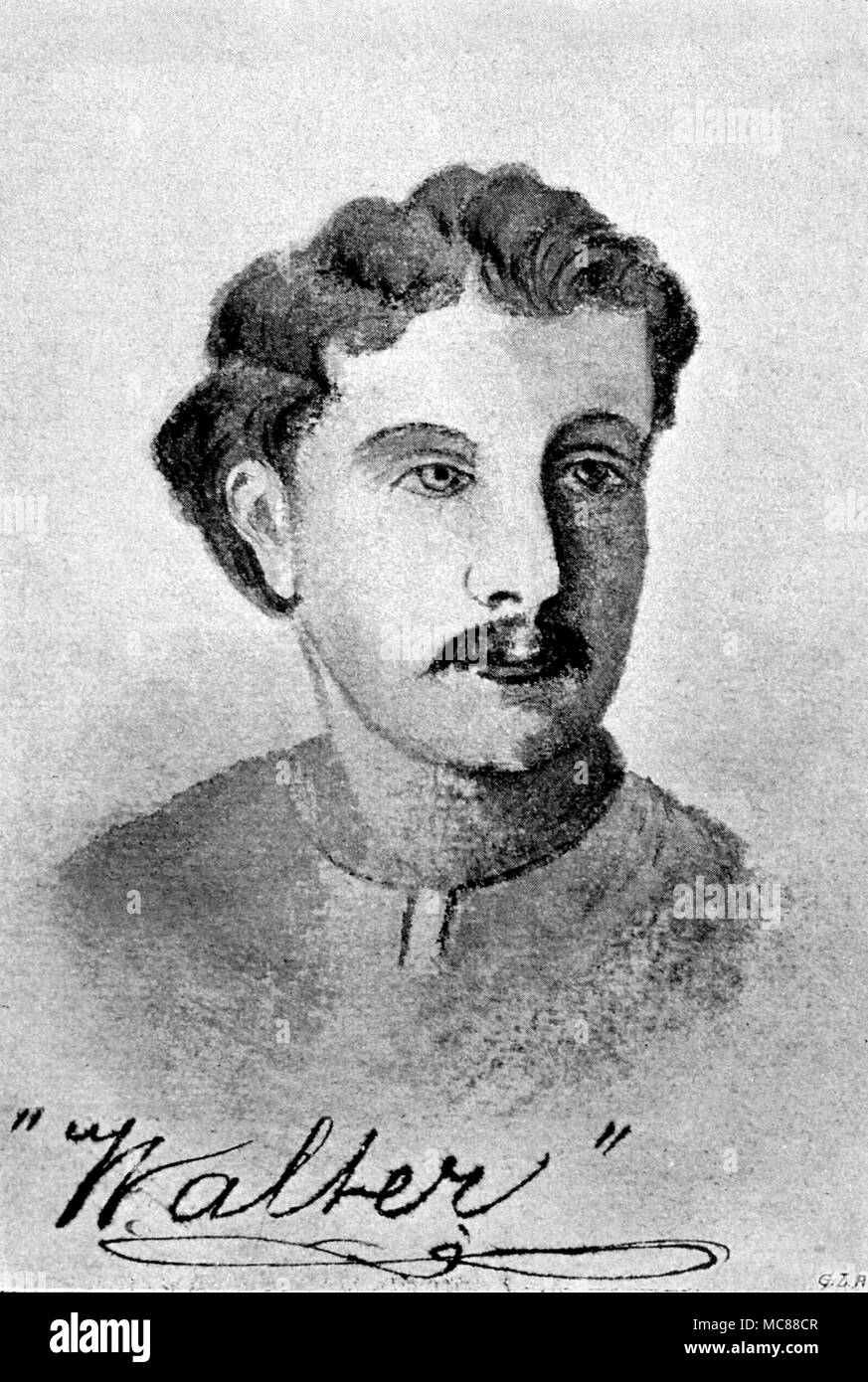 Psychische Phänomene psychischer Porträt des unsichtbaren Geistes "Walter", die durch die SEANCES einer Gruppe, die durch die psychische Medium D'Esperance gearbeitet. Aus der Ausgabe 1897 von D'Esperance's 'Shadow Land oder Licht von der anderen Seite' Stockfoto