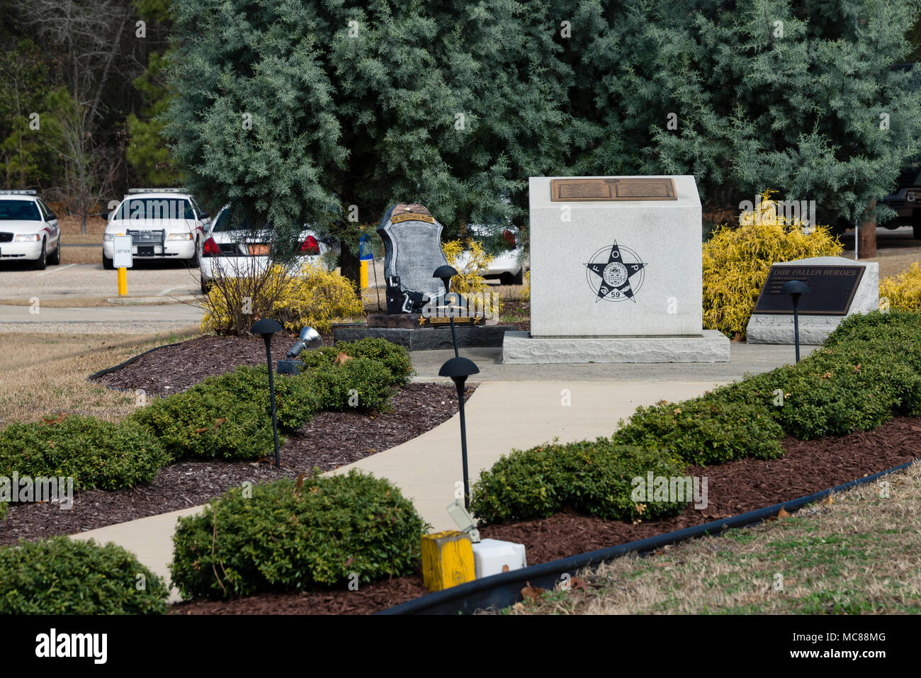 Hoffe Mühlen Polizei-Abteilung Offizier Denkmal zu Ehren der Gefallenen und der Tapferen, die ihre Gemeinschaft schützen Stockfoto
