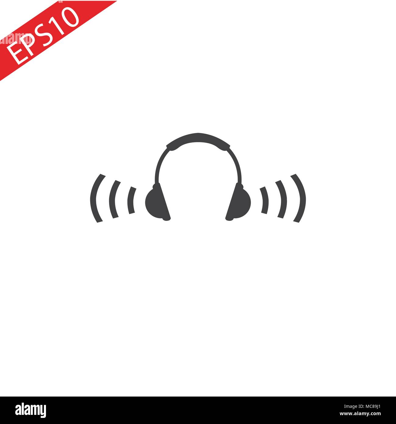 Kopfhörer Icon mit schallwelle Beats. Vektor flachbild Abbildung Stock Vektor