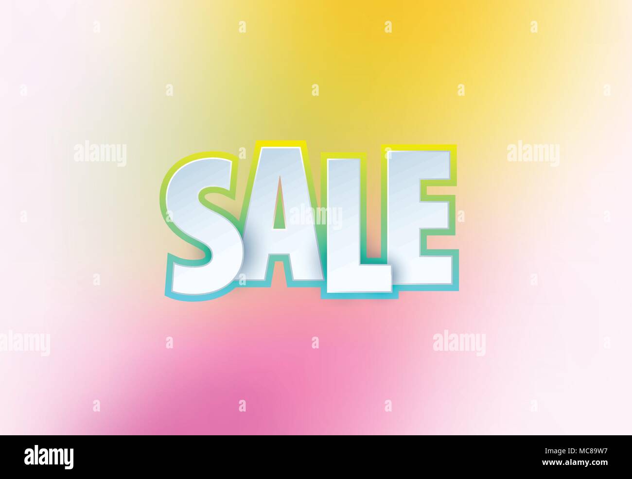 Verkauf abstrakte Banner template Design auf weichem eleganten Hintergrund. Angebot, bunte Buchstaben für Shopping, Promo, Urlaub, Förderung. Typografie, Schrift für die Website, Flyer. Vektor Stock Vektor