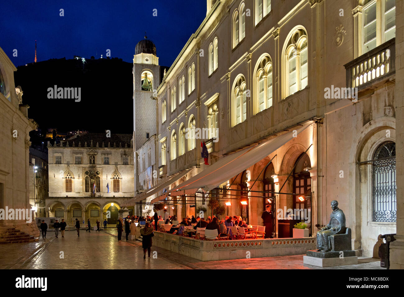 Clock Tower, Loggia Square, Altstadt, Dubrovnik, Kroatien Stockfoto