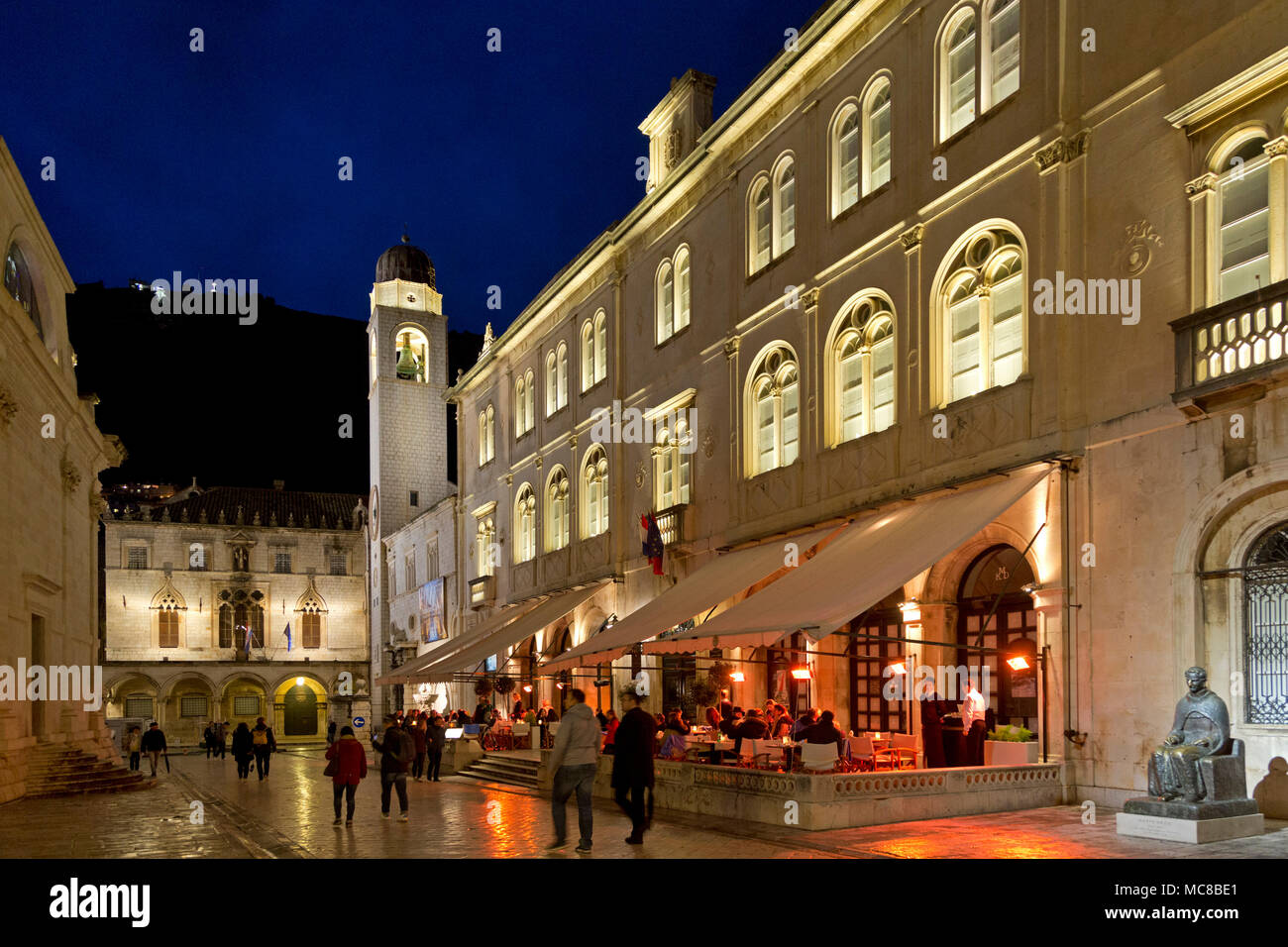 Clock Tower, Loggia Square, Altstadt, Dubrovnik, Kroatien Stockfoto