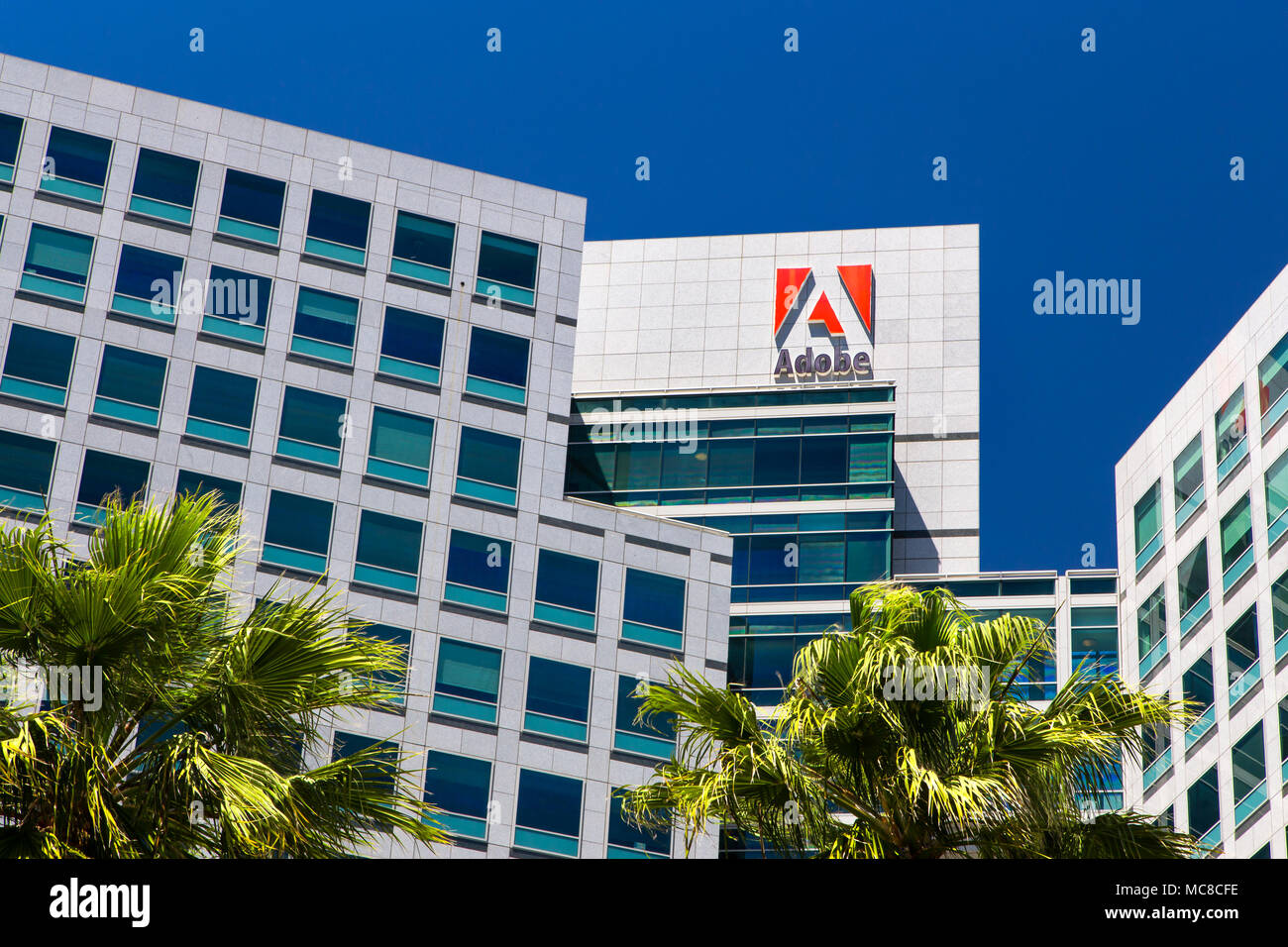 SAN JOSE, CA/USA, 11. Mai 2014: Adobe Systems Hauptsitz im Silicon Valley. Stockfoto