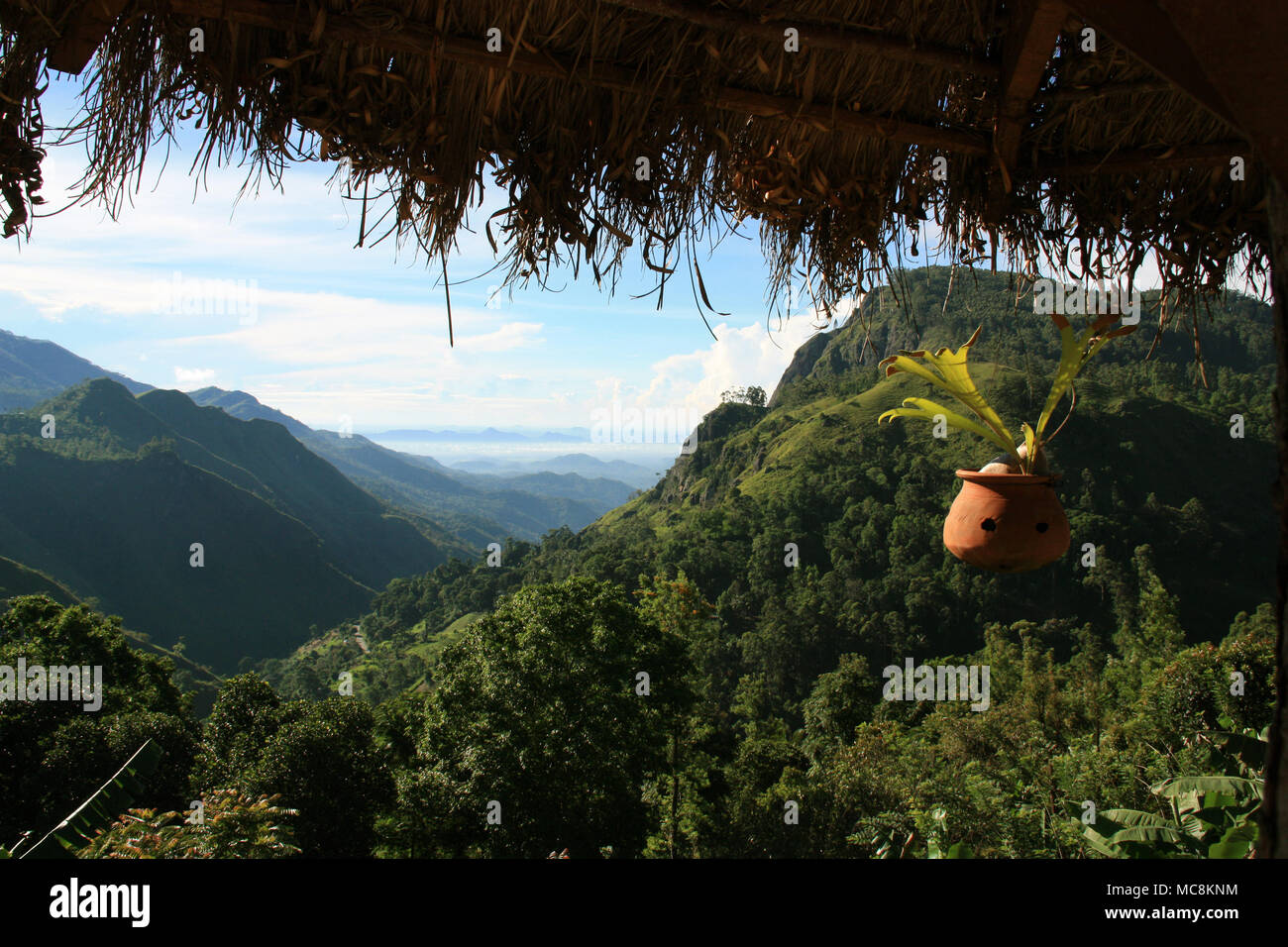 Die so genannte "Ella Gap" ermöglicht einen tollen Blick über die südlichen Ebenen von Sri Lanka Stockfoto