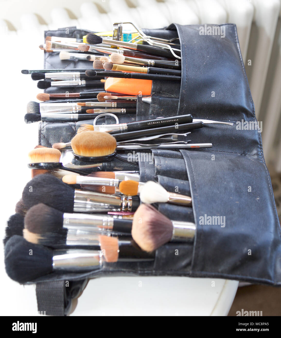 Professional Make up Pinsel in einem Fall Stockfoto