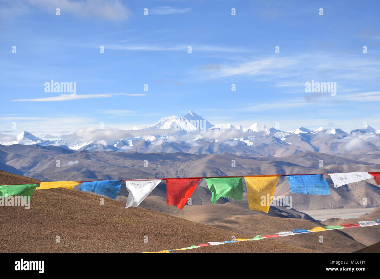 Atemberaubende Aussicht auf den Mount Everest von Tibet Stockfoto