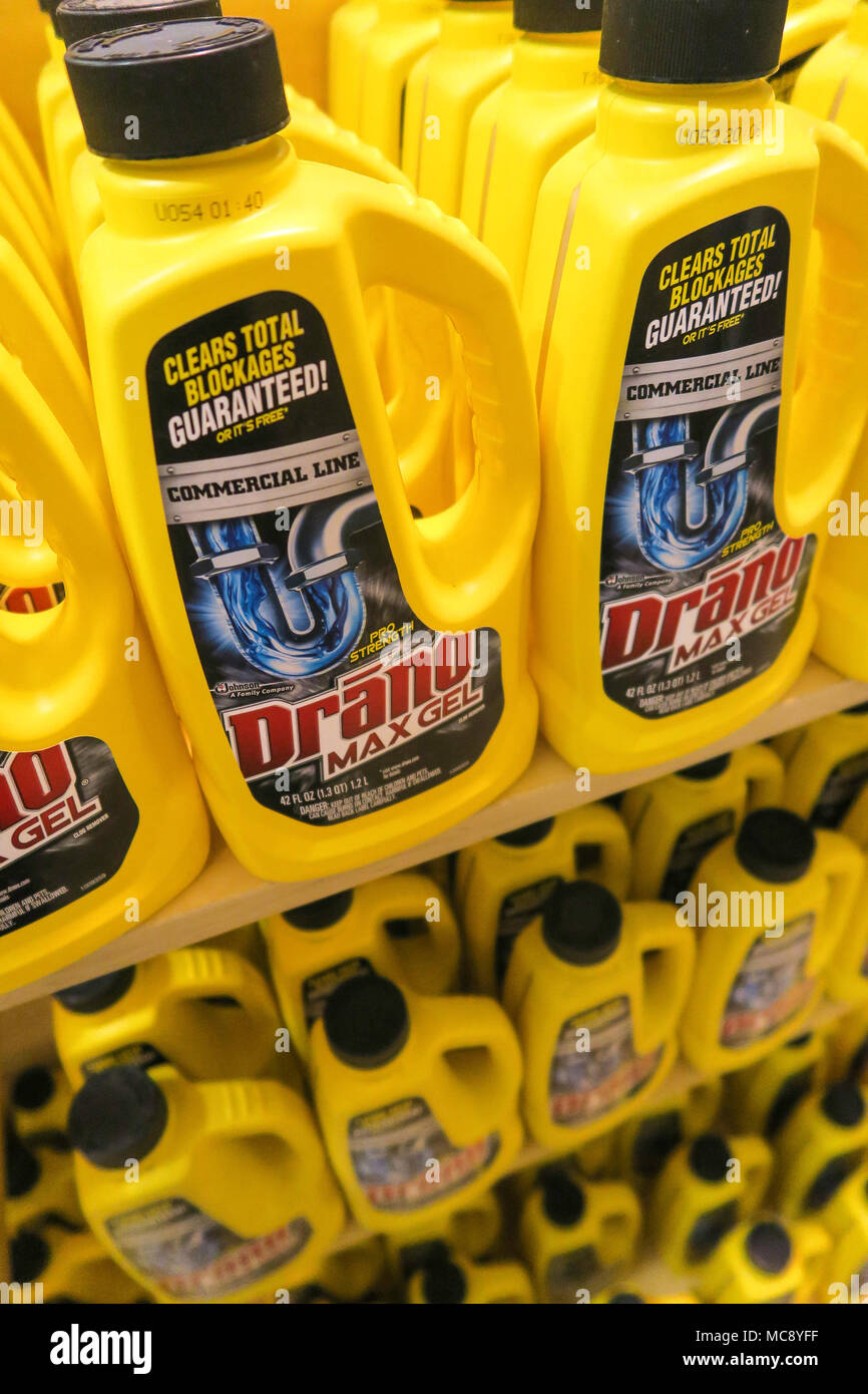 Drano Max Gel Anzeige Home Depot in New York City, USA Stockfoto