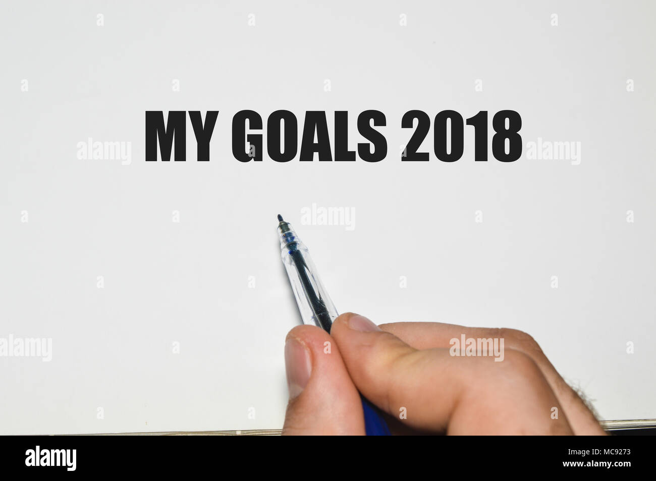 Meine Ziele 2018 auf weißem Papier Stockfoto