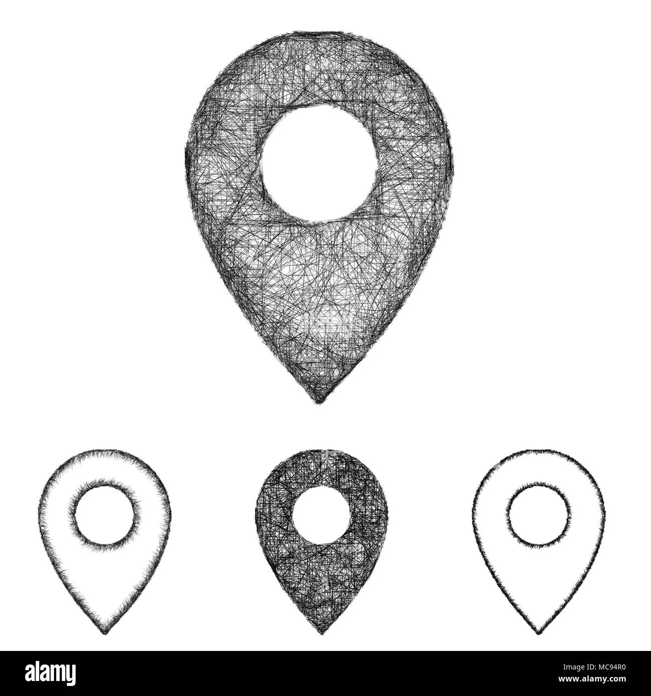 Lage, Stift-Icon-Set - Skizze Strichzeichnungen Stock Vektor