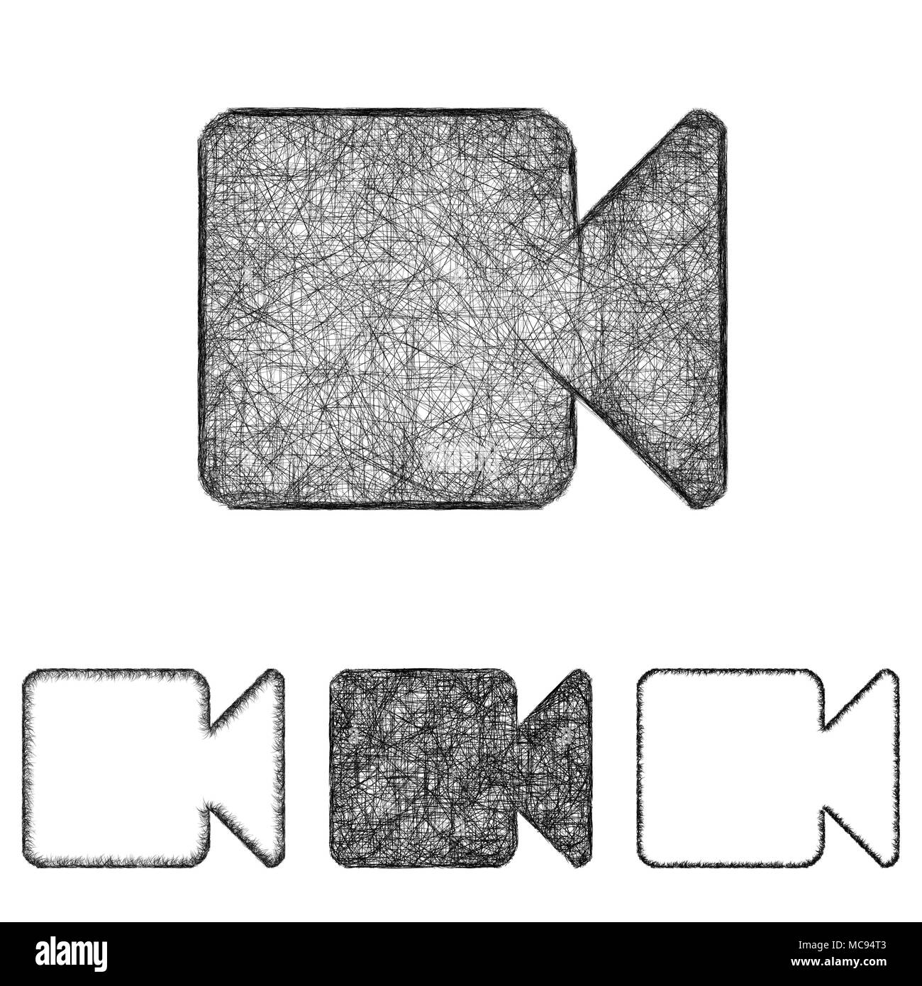 Video-Icon-Set - Skizze Strichzeichnungen Stock Vektor