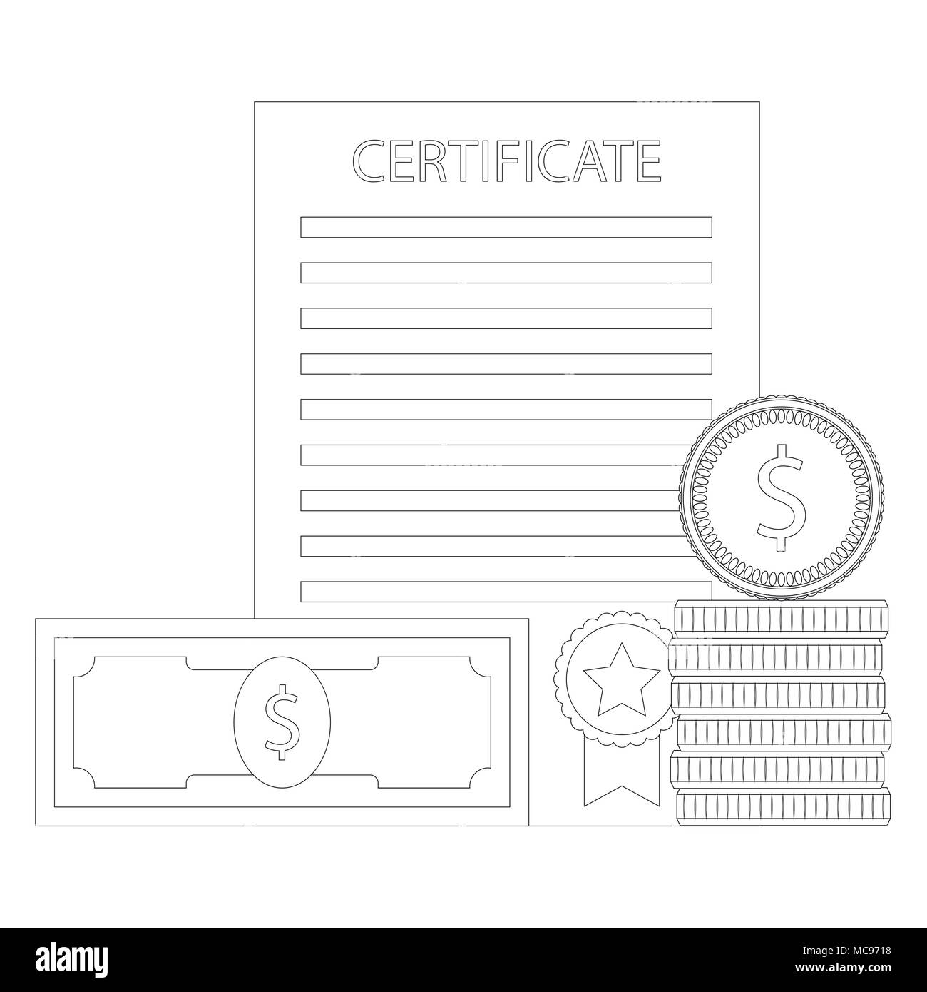 Finanzielle Investitionen in die Zukunft Linienstil an. Künftige Investitionen Finanzierung, Ausbildung und Studium. Vector Illustration Stock Vektor