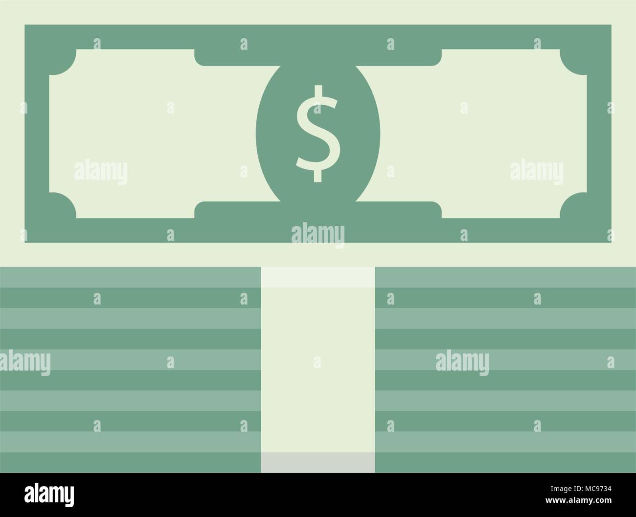 Banknote Dollar und Stapel von Geld. Vektor Reichtum Bargeld, Stack grüne Banknote Abbildung Stock Vektor