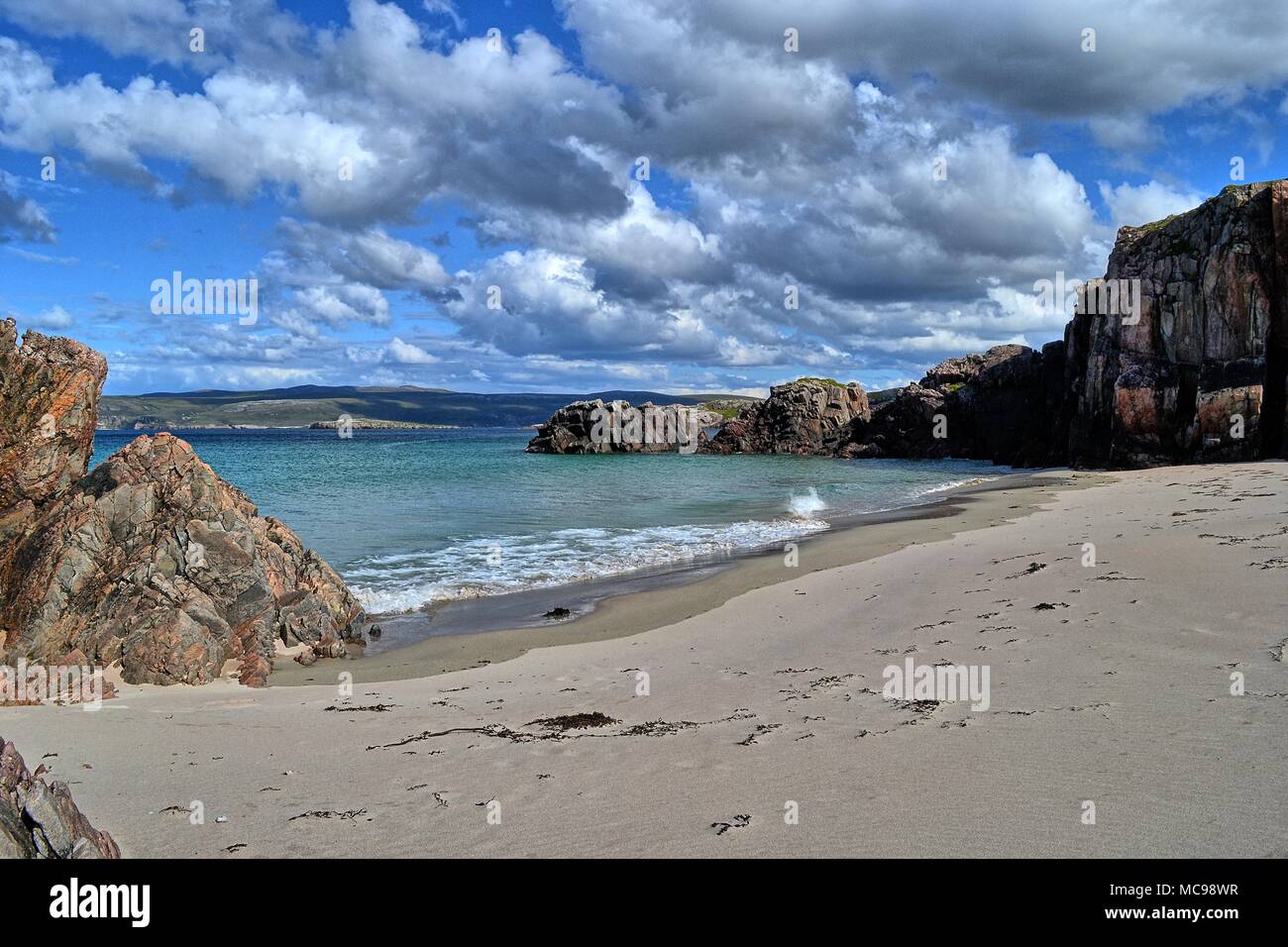 Ceannabeinne ceannabeinne Strand, Bucht, Durness, Scottish Highlands, Schottland, UK Stockfoto