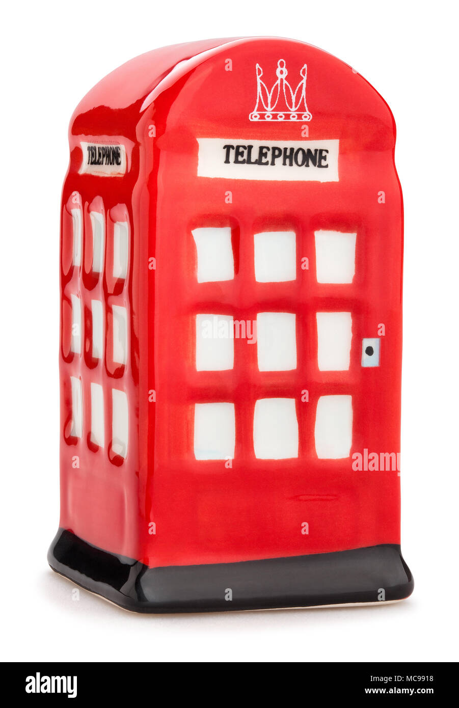 Künstliche britische Telefonzelle weg isoliert Stockfoto