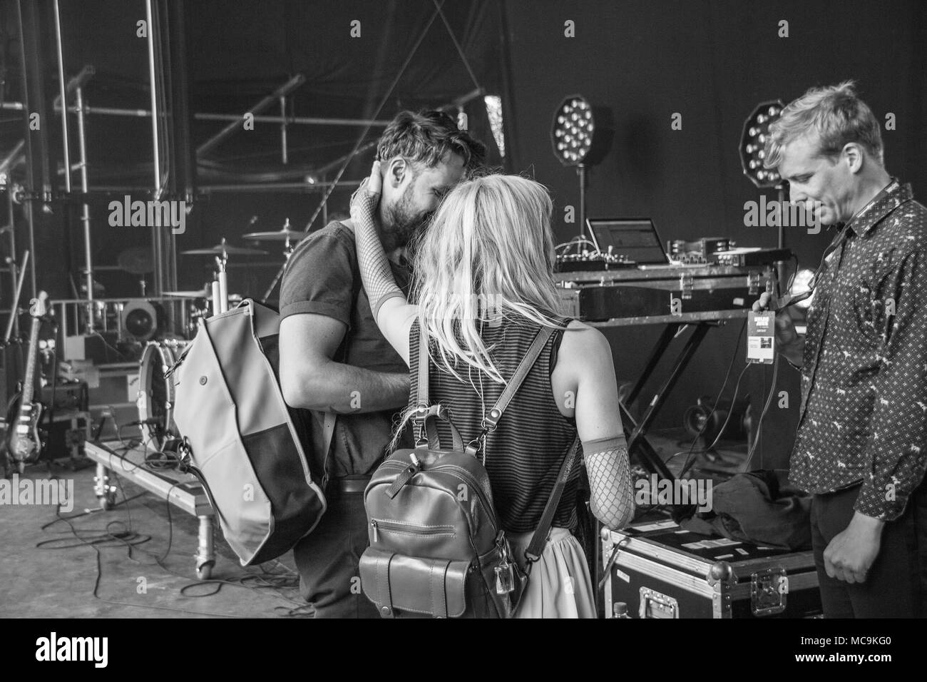 Aurora Aksnes - Sound Check in Molde International Jazz Festival, Norwegen 2017. Stockfoto