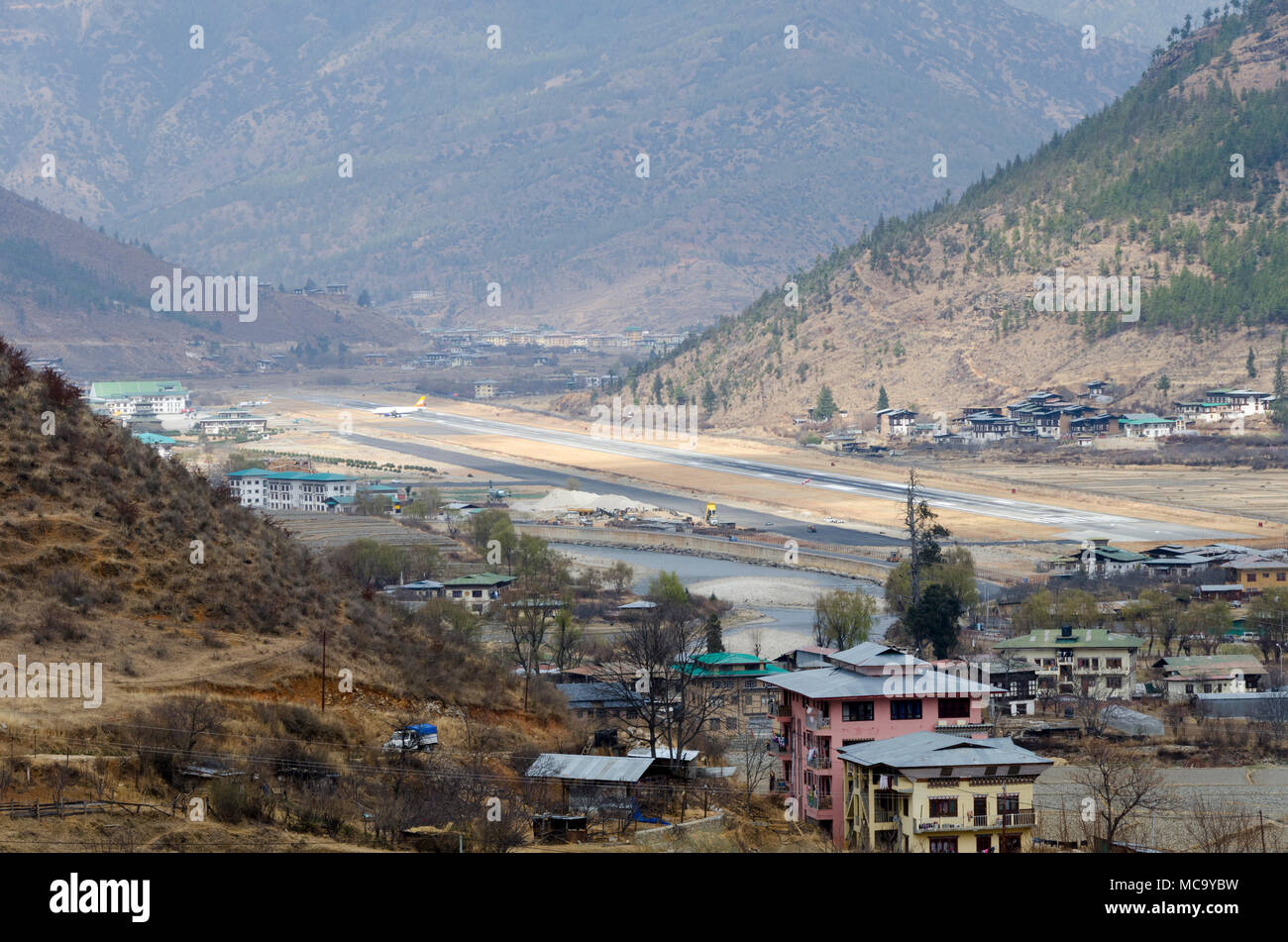 Flughafen Paro, Bhutan Stockfoto