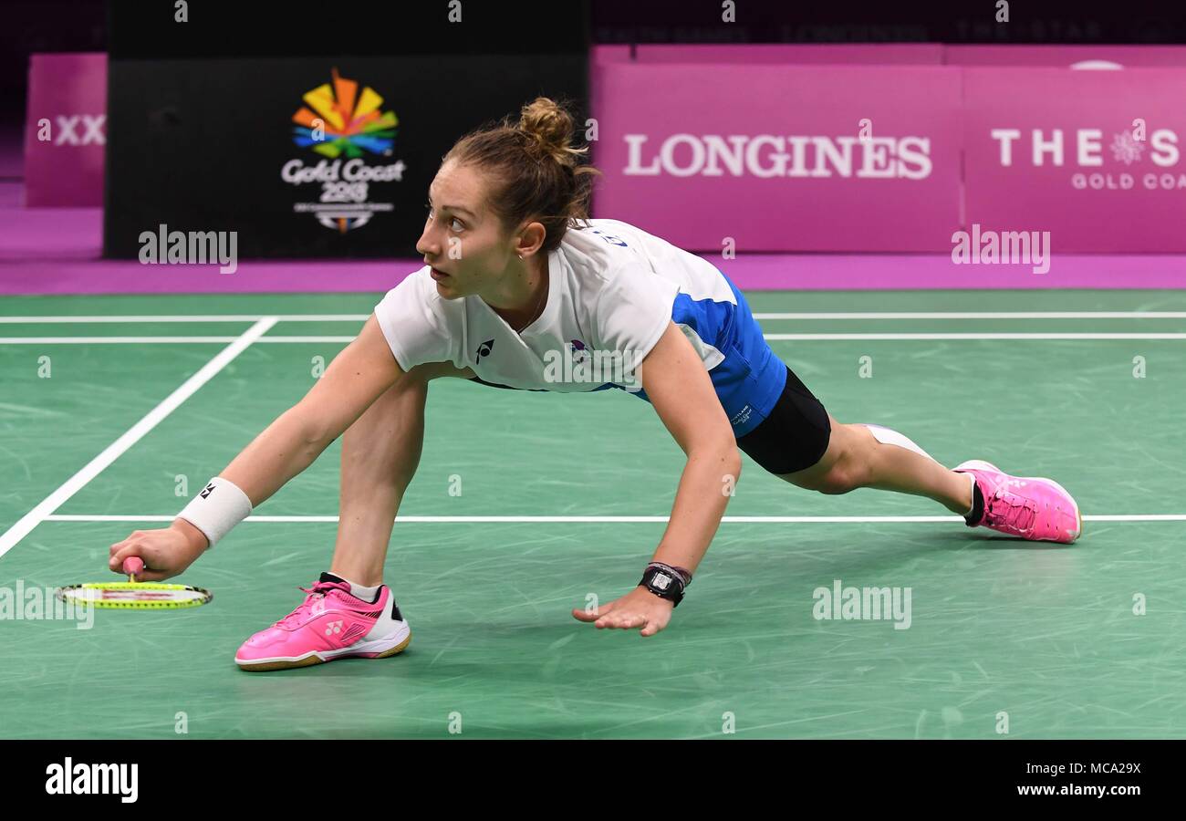 Gold Coast, Australien, 14. April 2018. Kirsty Gilmour (SCO). Frauen singles. Kampf um Bronze. Badminton. XXI Commonwealth Games. Carrara Sporthalle 2. Gold Coast 2018. Queensland. Australien. 14/04/2018. Credit: Sport in Bildern/Alamy leben Nachrichten Stockfoto