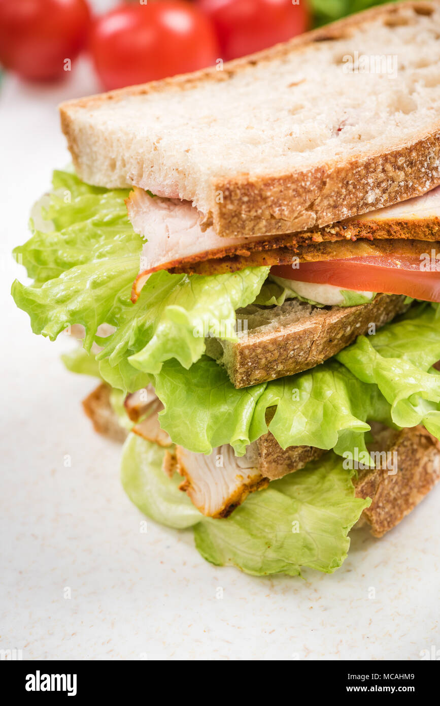 Healhy Frühstück auf dem Marmorboden. Stockfoto