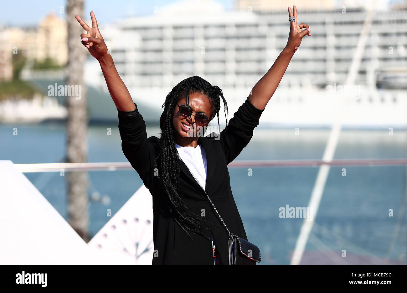 Berta Vazquez besucht das fotoshooting der TV-Serie "Vis a Vis" mit im 21 Malaga Filmfestival in Málaga. Das Festival de Málaga oder Malaga Film Festival ist ein jährlich stattfindendes Filmfestival in Málaga statt, es ist vor allem die Spanische Sprache Filme zu fördern. Stockfoto
