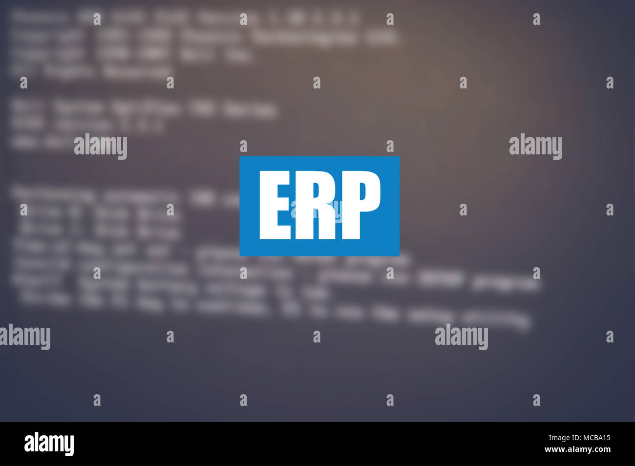 ERP-Wort mit Business verschwimmenden Hintergrund Stockfoto