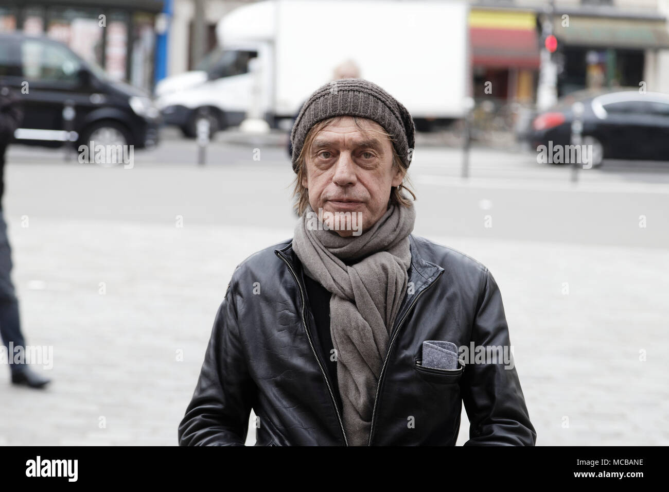 Paris, Frankreich. 12 Apr, 2018. Jean-Louis Aubert an der Jacques Higelin Beerdigung im Cirque d'Hiver am 12. April 2018 in Paris, Frankreich. Stockfoto