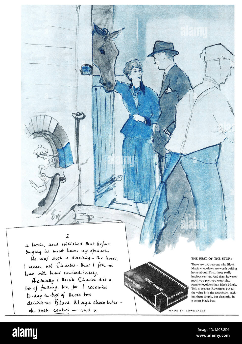1954 britischen Werbung für Rowntrees schwarze Magie Pralinen. Stockfoto