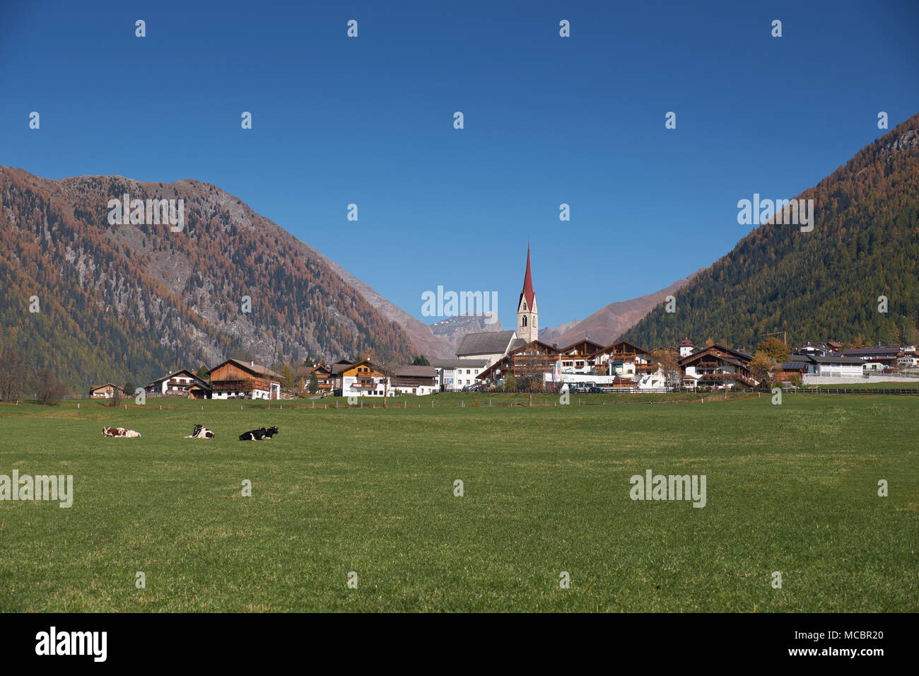 Vals, ländliche Aussicht, Südtirol, Italien Stockfoto