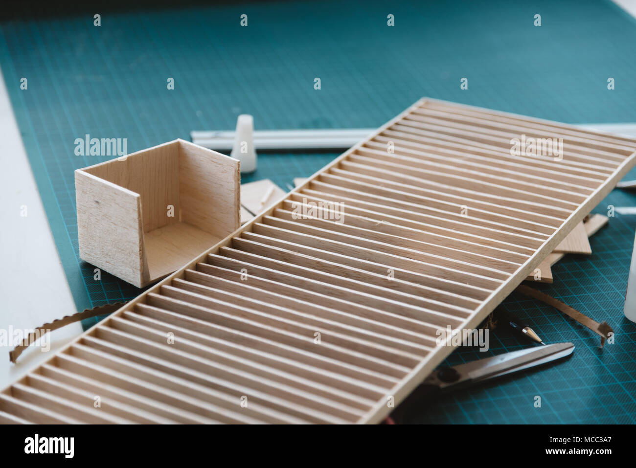 Werke der Holzarchitektur Modell. Nahaufnahme Stockfoto