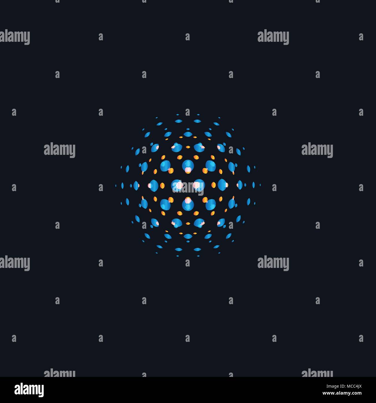 Feuerwerk abstrakt bunte Logo. Blaue explosion Punkte Emblem. Absract vektor Zeichen auf schwarzem Hintergrund. Stock Vektor