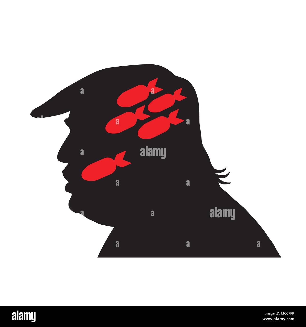 Donald Trump Silhouette und Rakete Symbol. Vector Illustration. April 15, 2018 Stock Vektor