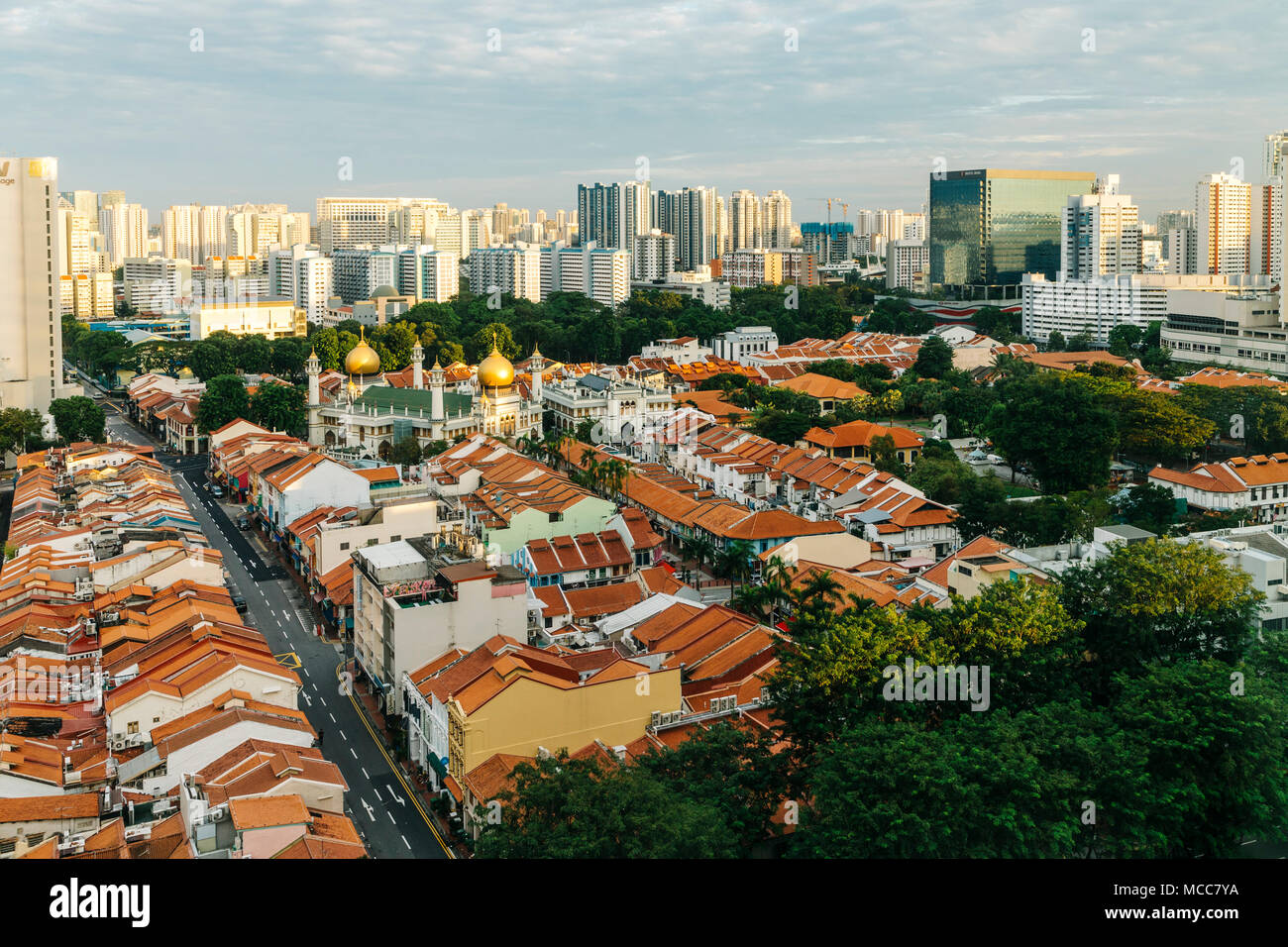 Luftaufnahme von Kampong Glam Bezirk, Singapur Stockfoto