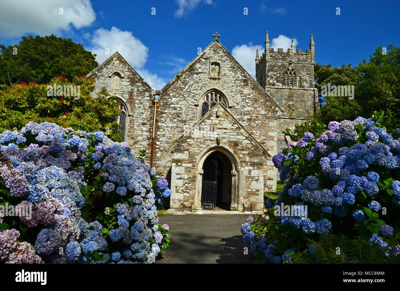 St. Symphorian, Pfarrkirche von Veryan, Veryan, Cornwall, Großbritannien Stockfoto